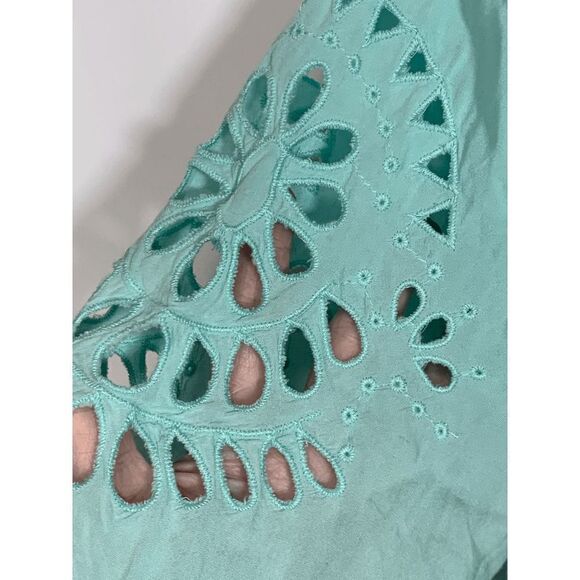 Solitaire Swim Women's Eyelet Swimming Cover Up Top Shirt Teal Green Size Medium - Picture 4 of 12